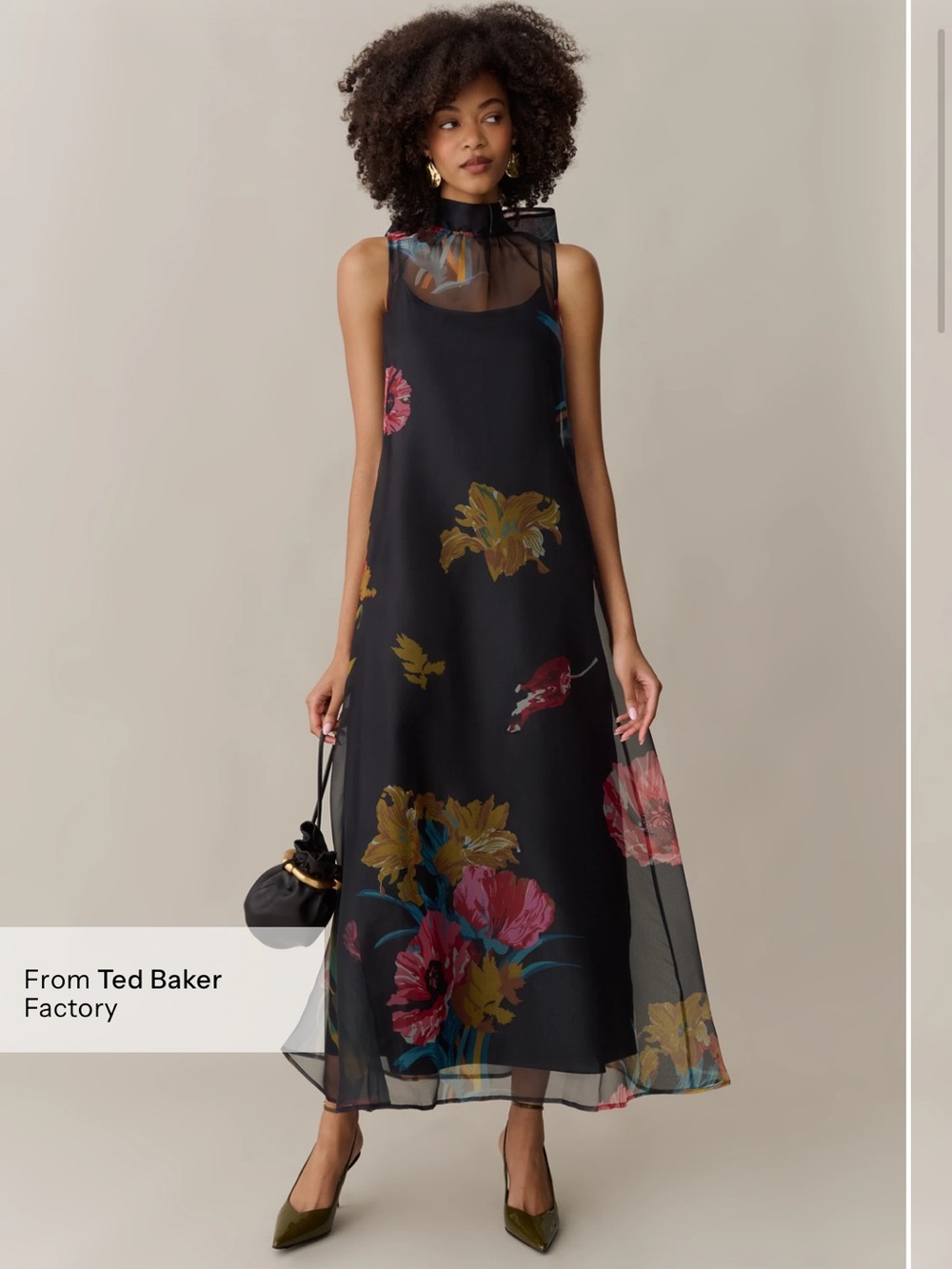 Few Moda OPT Alette High Neck Sleeveless Dress with Bow in Tulip Garden